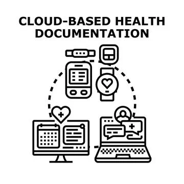 Cloud based health documentation managing medical data Stock Illustration