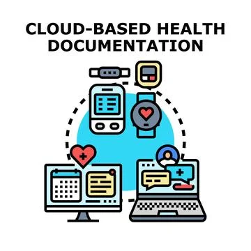 Cloud based health documentation managing medical data 库存插图