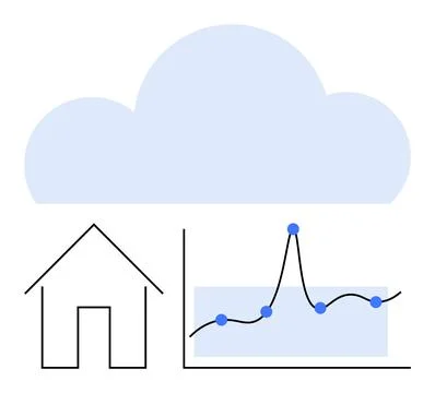 Cloud-Based Housing Data Analytics Integrating Home Insights with Cloud Com.. Stockillustratie