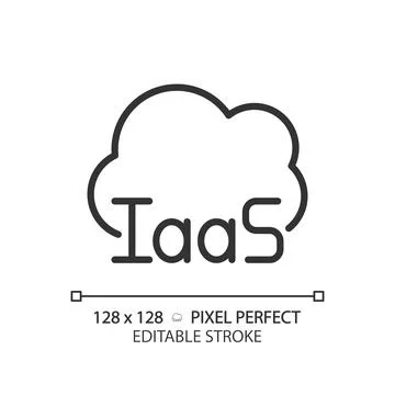 Cloud based IaaS pixel perfect linear icon Stock Illustration