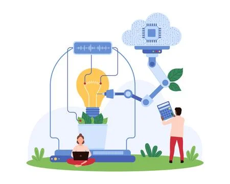 Cloud-Based Innovation and Data Analysis concept Stock Illustration