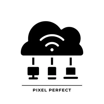 Cloud based IoT black glyph icon Stock Illustration