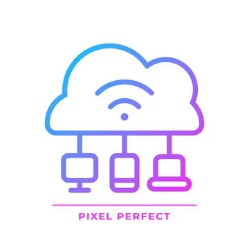 Cloud based IoT pixel perfect gradient linear vector icon 스톡 일러스트