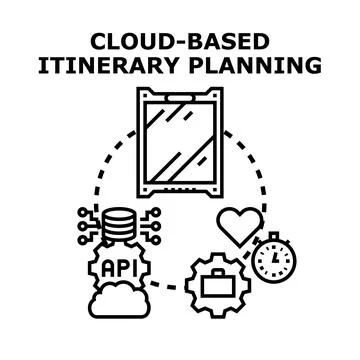 Cloud based itinerary planning representing digital travel scheduling Illustration