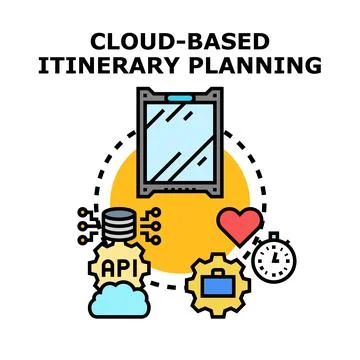 Cloud based itinerary planning representing digital travel scheduling Stock Illustration