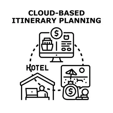 Cloud based itinerary planning for travel and vacation イラスト素材
