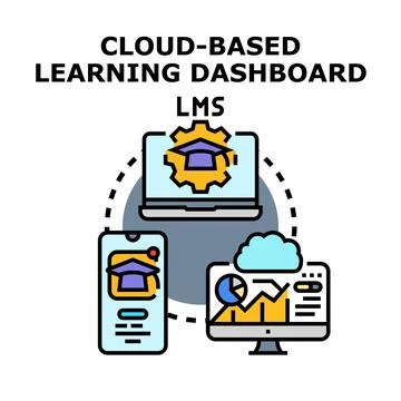 Cloud based learning management system dashboard accessing information Stock Illustration