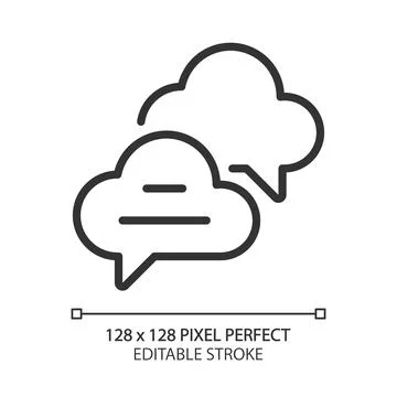 Cloud based live chat pixel perfect linear icon 스톡 일러스트