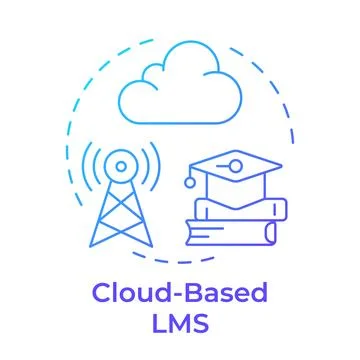 Cloud based lms blue gradient concept icon 스톡 일러스트