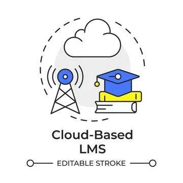 Cloud based lms multi color concept icon Stock Illustration