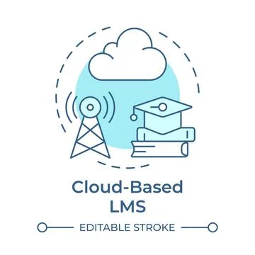 Cloud based lms soft blue concept icon 스톡 일러스트