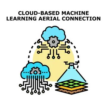 Cloud based machine learning aerial data processing Stock Illustration