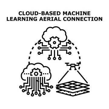 Cloud based machine learning aerial data processing Illustrazione stock