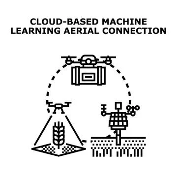 Cloud based machine learning aerial smart farming Illustrazione stock