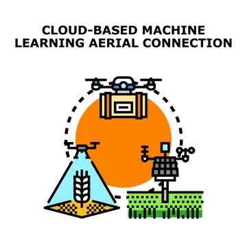 Cloud based machine learning aerial smart farming Stock Illustration