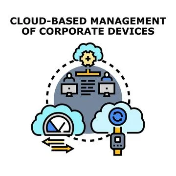 Cloud based management of corporate devices controlling remote access Stock Illustration
