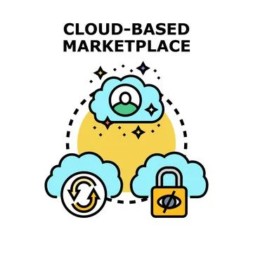 Cloud based marketplace concept for secure online exchange 스톡 일러스트