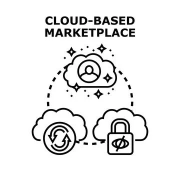 Cloud based marketplace concept for secure online exchange Stock Illustration