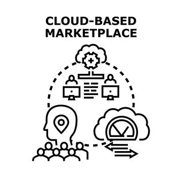 Cloud based marketplace platform for internet business Stock Illustration