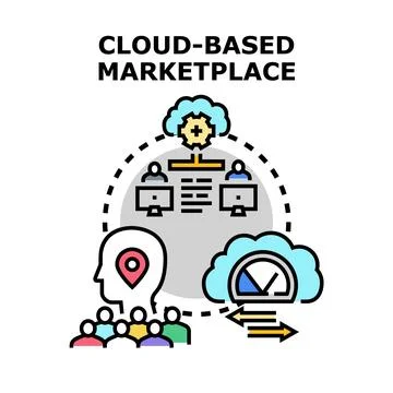Cloud based marketplace platform for internet business Stock Illustration