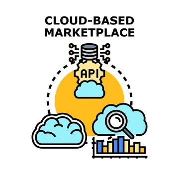 Cloud based marketplace platform providing digital services Stock Illustration
