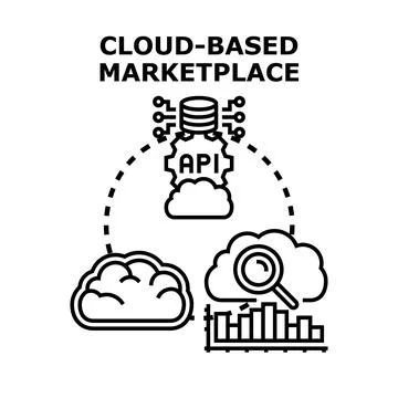 Cloud based marketplace platform providing digital services Stock Illustration
