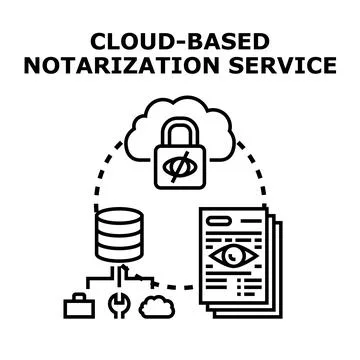 Cloud based notarization service providing digital document verification Stock Illustration