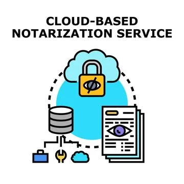 Cloud based notarization service providing digital document verification Stock Illustration