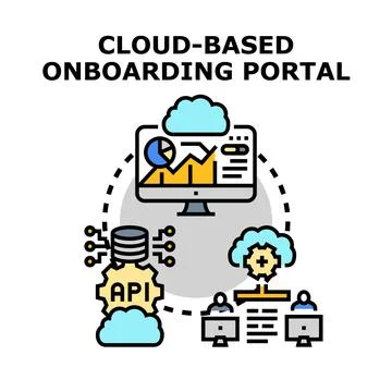 Cloud based onboarding portal concept illustration Illustrazione stock