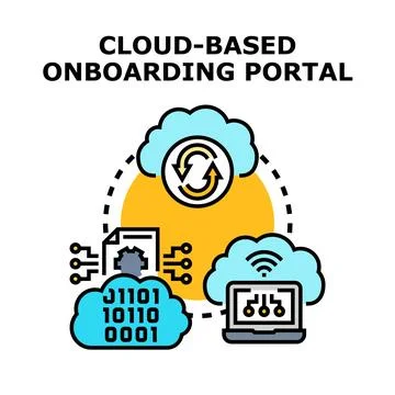 Cloud based onboarding portal concept vector Illustrazione stock