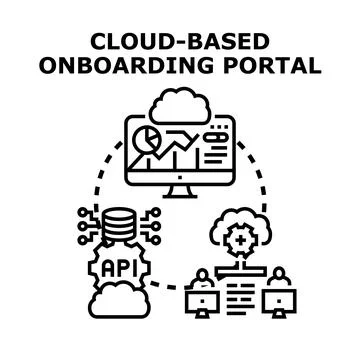 Cloud based onboarding portal concept illustration Stock Illustration