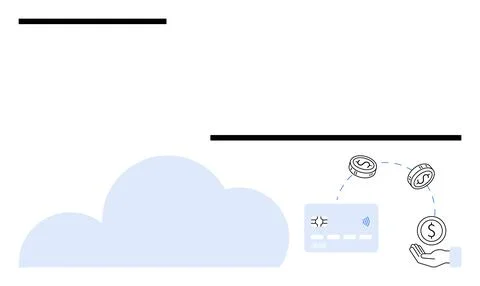 Cloud-Based Payment System with Digital Transactions and Currency Exchange .. Illustrazione stock
