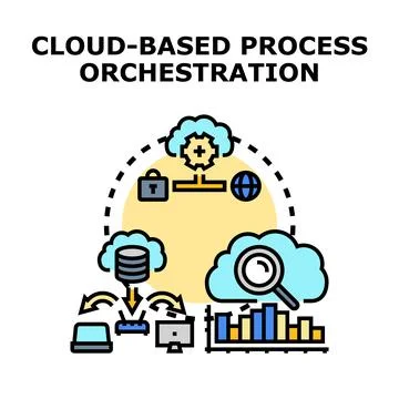 Cloud based process orchestration executing digital it tasks Stock Illustration