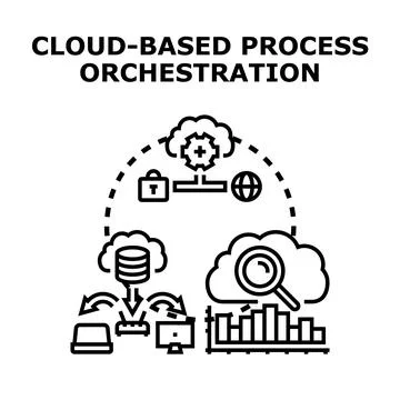 Cloud based process orchestration executing digital it tasks Stock Illustration