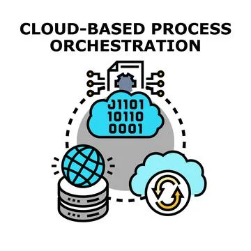 Cloud based process orchestration system concept Stock Illustration