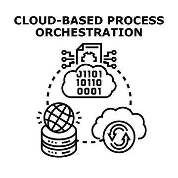 Cloud based process orchestration system concept Stock Illustration