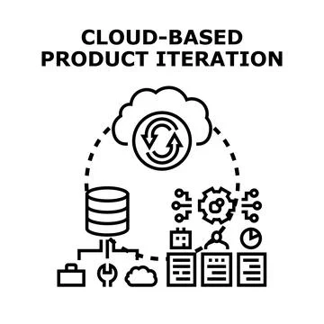 Cloud based product iteration process development concept 库存插图