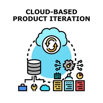 Cloud based product iteration process development concept 库存插图