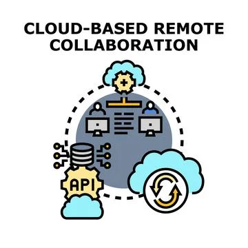 Cloud based remote collaboration and data synchronization Stockillustratie