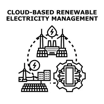 Cloud based renewable electricity management system concept イラスト素材