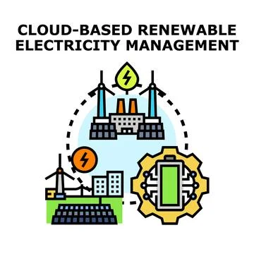 Cloud based renewable electricity management system concept Stock Illustration