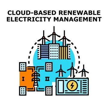 Cloud based renewable energy management system Illustrazione stock