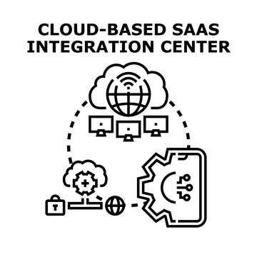 Cloud based saas integration connecting applications and data Stock Illustration