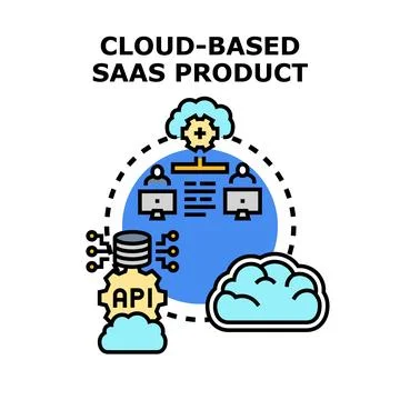 Cloud based saas product development network system Illustrazione stock