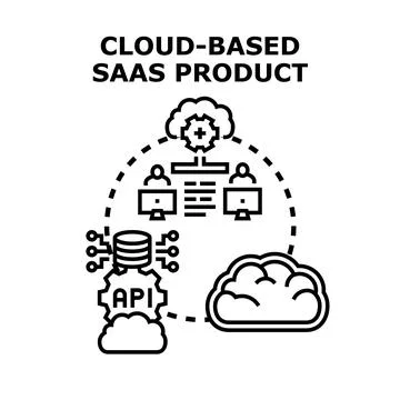 Cloud based saas product development network system Illustrazione stock