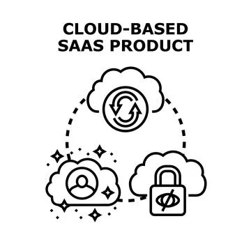 Cloud based saas product offering digital service concept 스톡 일러스트