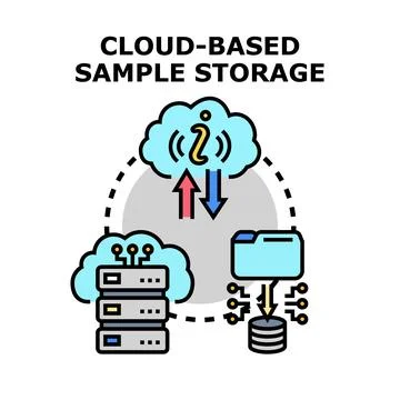 Cloud based sample storage computing technology delivering information Illustrazione stock