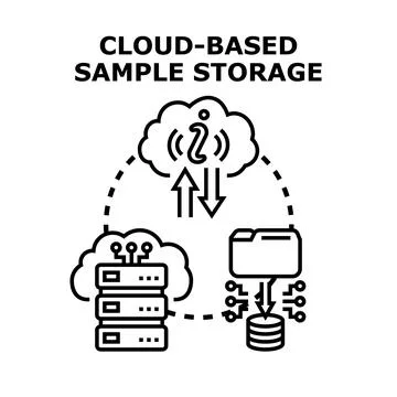Cloud based sample storage computing technology delivering information Stock Illustration