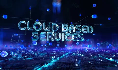 Cloud Based Services - businessman working touching with augmented virtual Stock Illustration