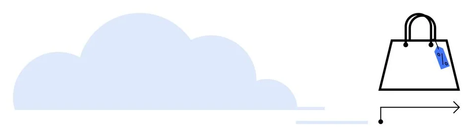 Cloud-Based Shopping Concept with a Handbag and Price Tag Indicator Illustrazione stock